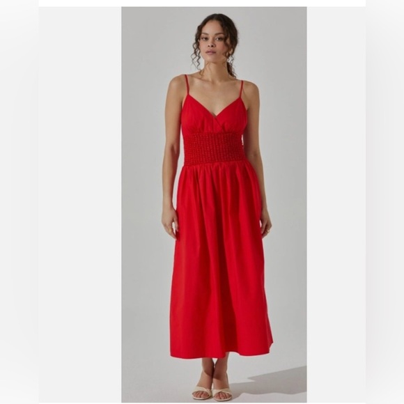 Astr Red Spaghetti Strap Sundress for Weddings - Picture 2 of 11